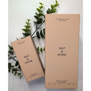 NIB SET COMBO LOT 2😍Salt & Stone Saffron & Cedar Deodorant 2.6oz Body Wash 15.2